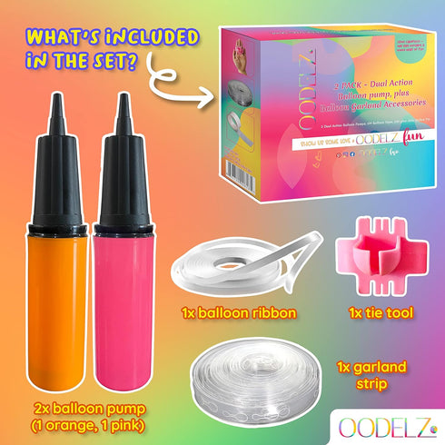Hand Pump Balloon Inflator & Kit - 2 Hand Air Pumps for Balloons & Garland, Tie Tool, String & Tape for Birthday Party