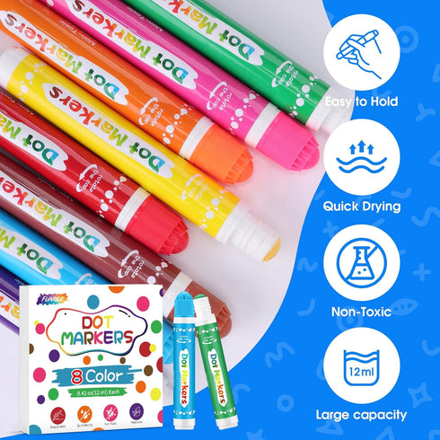80 8 Crafts10 FUMILE Pcs Dot Markers Bulk, Colors Bingo Daubers Bulk for Toddlers,Washable Bingo Markers,Bingo
