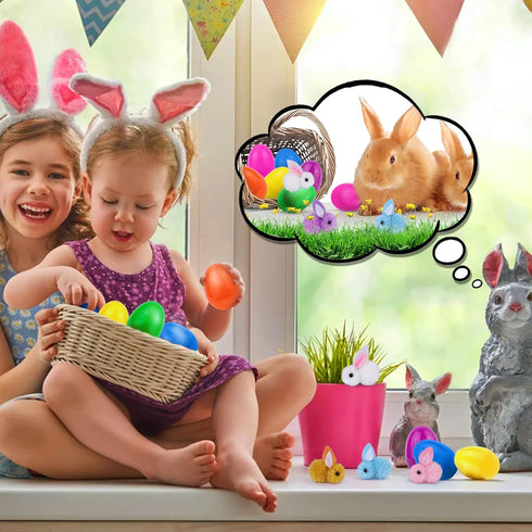 36 Pack Easter Egg Fillers with Easter Bunny Plush Easter Eggs with Toys Inside, Mini Easter Stuffed Animals Easter