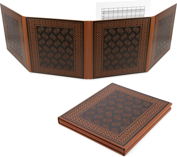 CASEMATIX DM Screen | Faux Leather Embossed GM Screen | Four Panel Folding with Transparent Pockets
