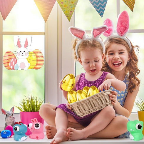 FLYSNK 8 Pack Jumbo Golden Easter Eggs Fillers with Eye-pop Fidget Stress Toys, Easter Basket Stuffers Fillers Large