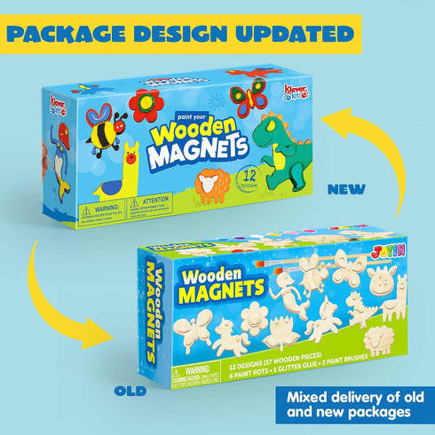 JOYIN 12 pcs Wooden Magnets, Spring Arts & Crafts Kit for Boys and Girls, Craft Toys for Birthday and Easter