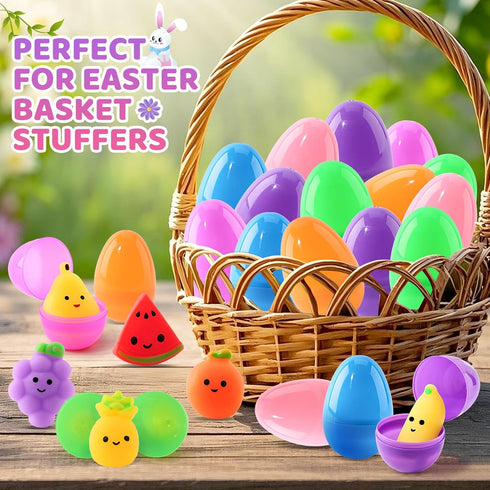 24 Pack SpringFlower Filled Easter Eggs with Squishy Toys Inside, Easter Basket Stuffers Basket Essentials Party