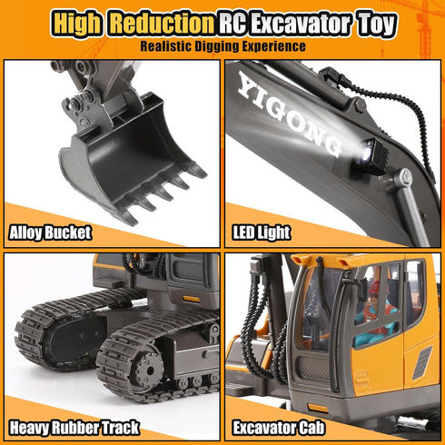6 7 8 11CH 2400mAh 2.4GHz 6-8 LUDILO Remote Control Excavator Toys for Year Old Boys Gifts, Cars RC Excavator