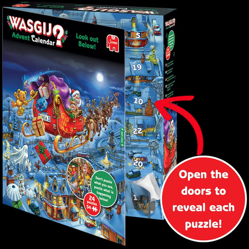 24 54 -100% Wasgij Christmas Advent Calendar, Look Out Below! - Days of Puzzles, Don't Puzzle What You See