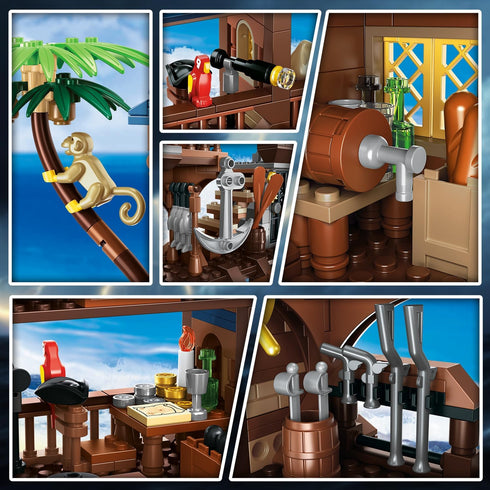 Set 3 Set, 781PCS 6-12+ HOGOKIDS Pirate Ship House Building with LED Light - Style Modes Pirate Wharf Supply Center