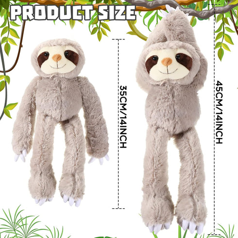 Queekay 2 Packs Sloth Stuffed Animal Hanging 18 Inch Three Toed Sloth Plush Sloth Plush Toy with Hook and Loop Hands for Teens Adults Gifts Decors, Gray