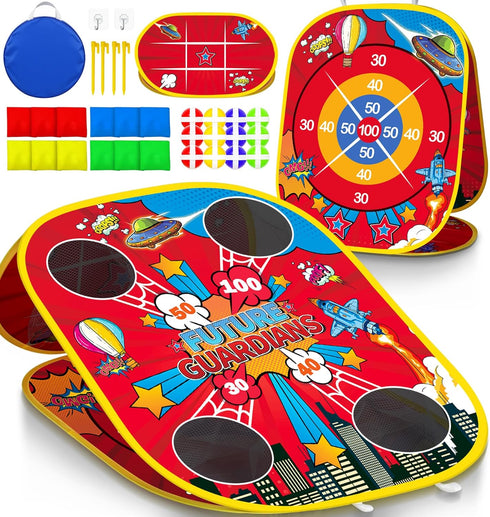 MENG YANG 3-in-1 3 4 5 6 7 8-12 Spider Bean Bag Toss Game for Kids Cornhole Board Outdoor Toys for Toddlers, Family Fun
