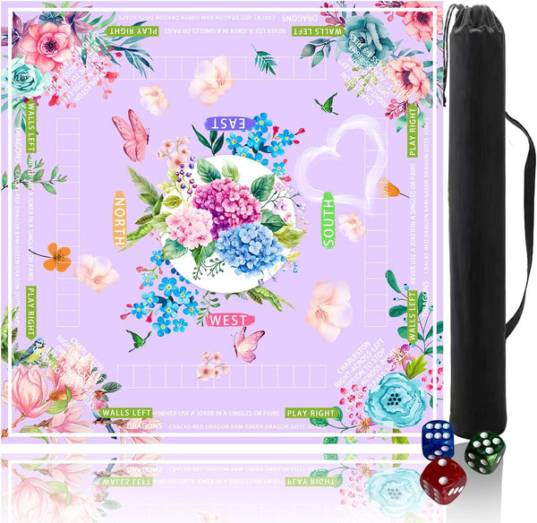 Pittera Mahjong mat for Table/31.5lnch/American Mahjong Table Cloth with Rules mats with Drawstring
