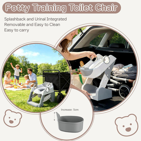 Girls,3-in-1 Potty Training Seat,Toddler Toilet Seat for Boys Potty Training Toilet and Chair with Step Stool