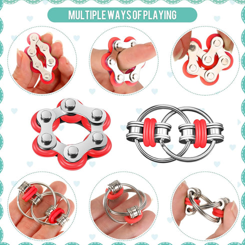 3 Pieces Handheld Mini Sensory Fidget Toy Set - Includes Roller Chain and Key Flippy Chain for Stress Relief