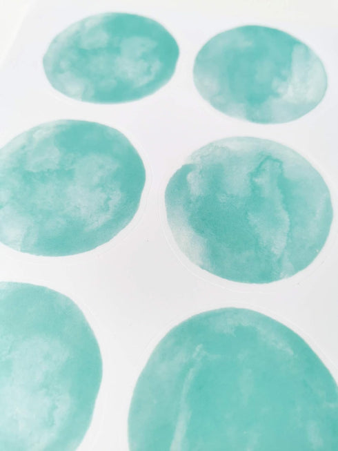 ROFARSO 120 Decals 2.2'' Cyan Polka Dots Wall Stickers | DIY Removable Peel & Stick Home Decor