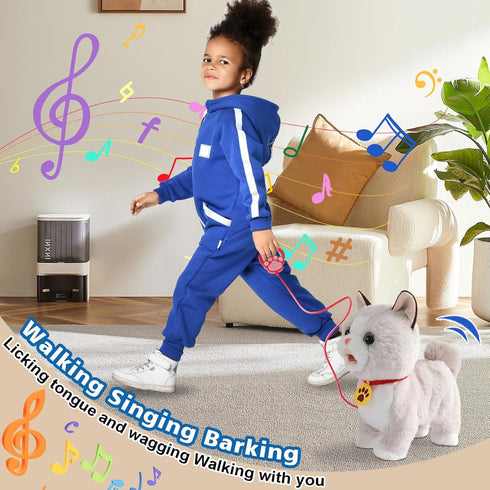 Ylpaprm Set Walking Cat Interactive Talking Toy Kitten Repeat What You Say Robot Cat Toy for Girl Singing Dancing Touch