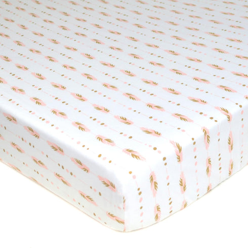 American Baby Company 100% Natural Cotton Fitted Crib Sheet 52" x 28", Soft and Hypoallergenic, Sparkle Gold and Pink