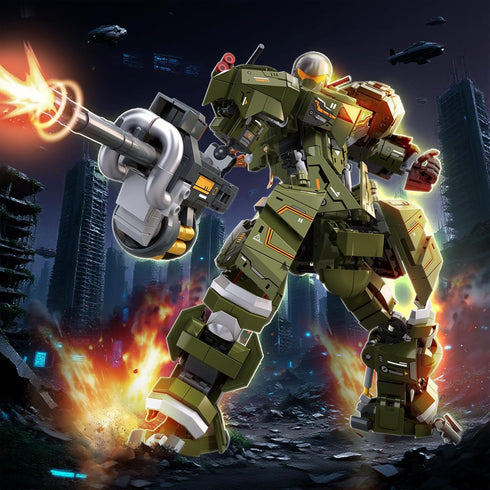 Set 598 BDXEJV Mech Robot Transforming Building Blocks for Adults, Green City Protector Mecha Model Action Figures