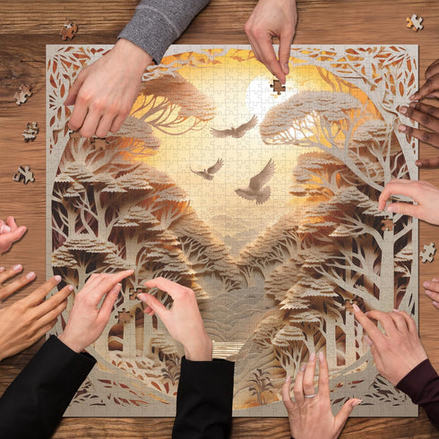 Forest Sunset Puzzles for Adults 1000 Pieces - Difficult Challenge Tree of Life Jigsaw Puzzles