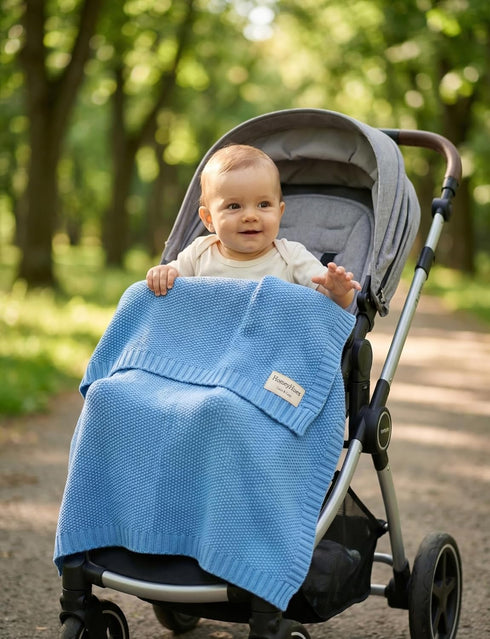 HomeyHues Set 100% Luxury Baby Gift for Newborns - Cotton Knit Blanket Essentials with Matching Beanie, Thoughtful Baby
