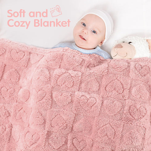 Hahafelt 6 Pack 30 40 Inches Cozy Baby Fleece Blanket Bulk Heart Checkered Baby Blanket x Soft Fuzzy Throw Blankets
