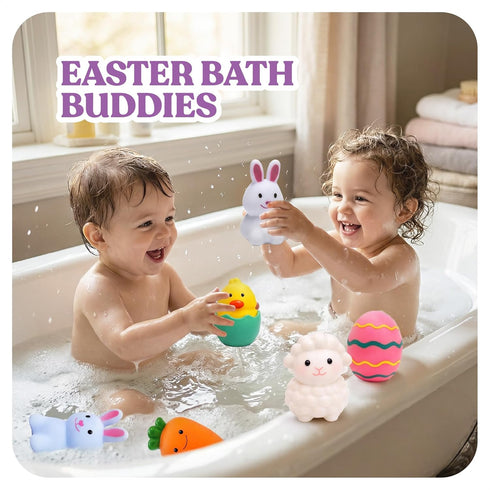 6 Pack, 6 ArtCreativity Easter Basket Stuffers for Toddlers, Mold Free Bath Toys, No Hole Easter Bath Toys, Soft