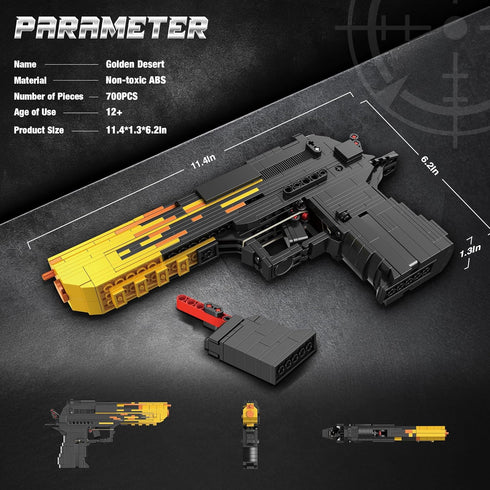 1: 1 Set 14+ 700Pcs Fluorspar blaster Building Block Gun for Adults, Pistol Building for Boys Age Model Gun That Shoot