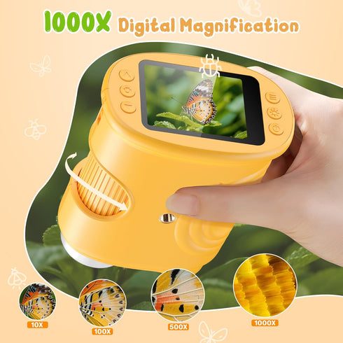 BMDSAE 1000X 2.0" 3-6 6-12 Handheld Digital Microscope for Kids: Pocket Microscope with IPS Screen - STEM Toys Birthday