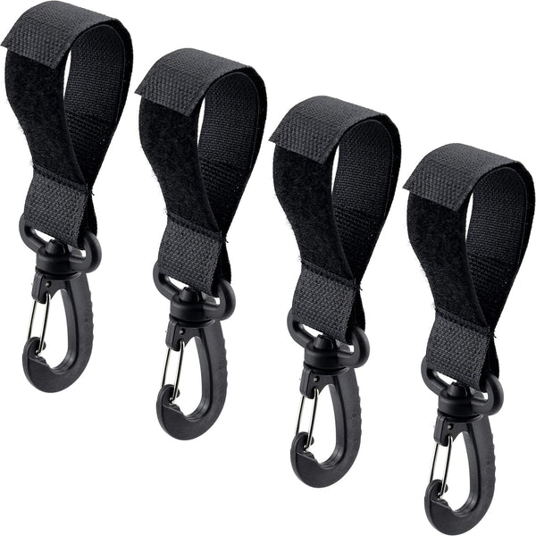 4 Pack Stroller Hooks, Baby Stroller Hanging Clips for Diaper Bags and Grocery Shopping Bags (Black)