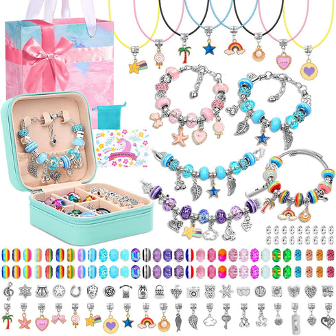 Charm Bracelet Making Kit for Girls - Kids Jewelry Gift Box for Personalized Arts Crafts