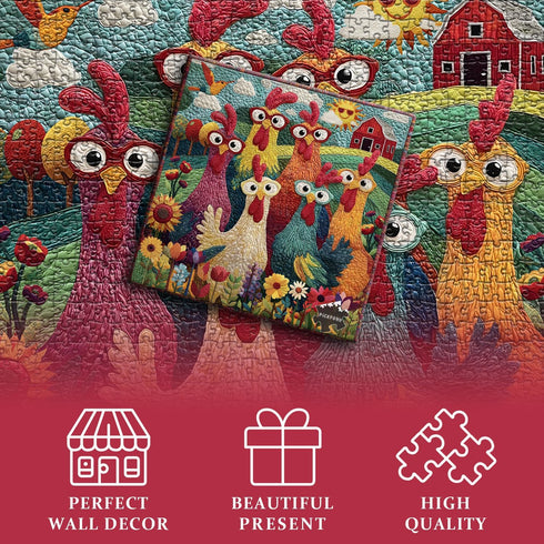 PICKFORU 1000 Chicken Puzzles for Adults Piece, Funny Chicken Jigsaw Puzzle, Garden Farm Flower Animal Rooster Themed