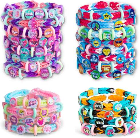 Rainbow Loom Beadmoji 4 Pack Bundle: Besties, Good Vibes, Sweets, Trendy - 4 Rubber Band DIY Charm Kits