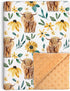 Buerhanerry Sunflower Highland Cow Baby Blanket for Unisex, Soft Double Layer Minky with