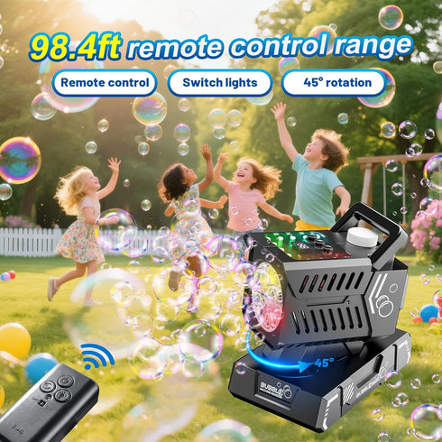 Control,1800mAh 100 11 SHCKE Bubble Machine Remote Rechargeable Battery Mins/USB-C Charging,Auto Rotation & RGB