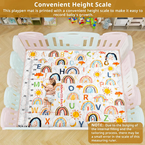 Mfmiudole 71"59" Tummy Baby Gyms Playmats for Playpen, Boho Rainbow Play Mat for Playpen Playyards Thicken Soft Padding