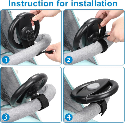 Accmor Stroller Steering Wheel Toy, Simulated Steering Wheel for Stroller Shopping Carts Cart Universal Detachable