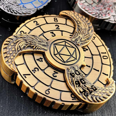 7-in-1 Fidget Spinner DND Dice Set, Rotate Metal Fingertip Gyro for Dungeons and Dragons Table Game Dice (Gold)