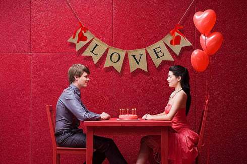 Valentines Decor, Be Mine Hanging Banner with 28 Pcs Felt Heart Garland, Burlap Decorations for Valentine's Day