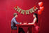 Valentines Decor, Be Mine Hanging Banner with 28 Pcs Felt Heart Garland, Burlap Decorations for Valentine's Day