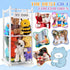 GLDZI Stuffed Animal Storage Zoo with Wheels, Wooden Stuffed Animal Organizer with Elastic Cords, Space Saving Toy