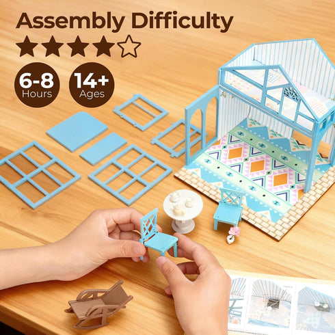 BenBen DIY Miniature House Kit, Mini House Building Kit for Adults, Model Craft Kits with Furniture, Tiny Dollhouse