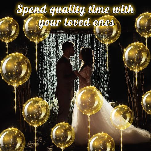18 Pack 20 Inch, 18) Vinsot LED Bobo Balloons Light Up Balloons Clear Helium Bubble Bobo Glow with String Lights