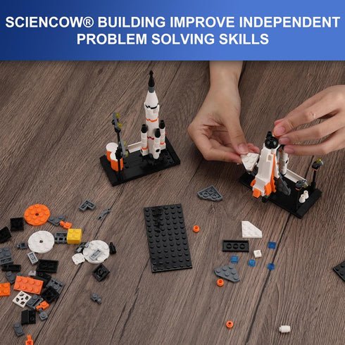 Space Exploration Shuttle Toys for Boys, STEM Aerospace Building Kit with Rocket, Space Shuttle, Moon Buggy, Satellite