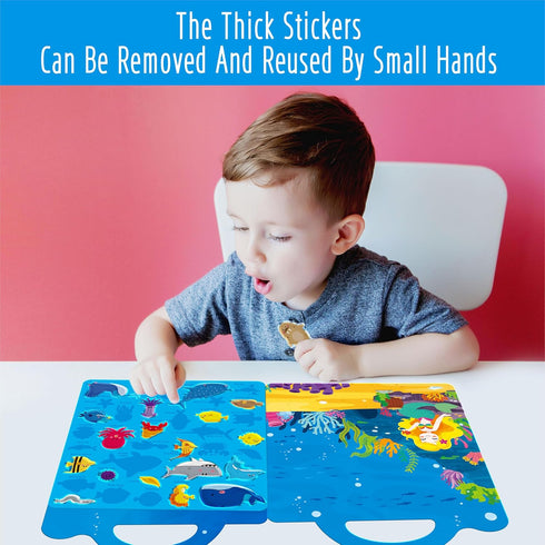 36 Reusable Jelly Sticker Book, Marine Animals Thick Jelly Stickers Waterproof Gel Clings Decals Animals Theme Matching