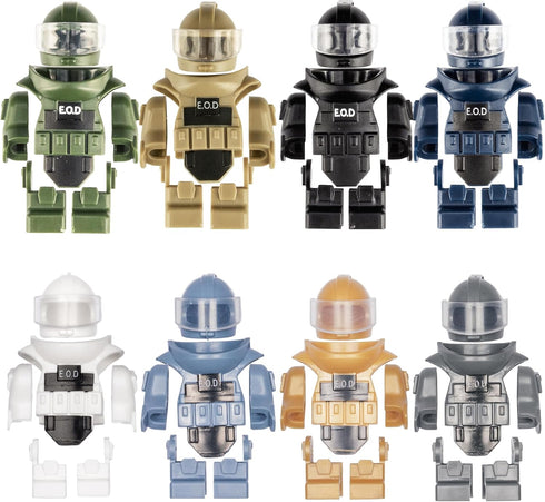 Toy Soldiers Figures, Black Bomb Disposal Suit Armor E.O.D Suit, Military Equipment Custom Minifigure for Ages 3+