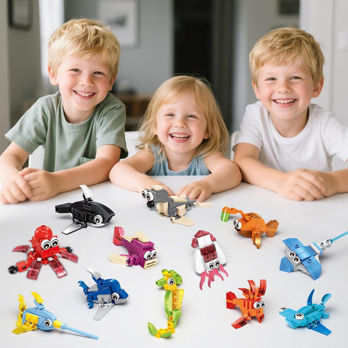 12 Packs 36 Sets 6-12 ZIYOSTAR Kinds of Marine Animals Building Blocks Toy, DIY Marine Animals Building Blocks