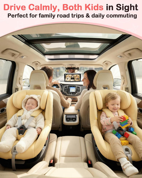 Wkzay 1080P 2-Kids: 6.9 Inch 2 5-Mins 360 HD Dual Baby Car Camera for Split Display with Night Vision Carseat Cameras