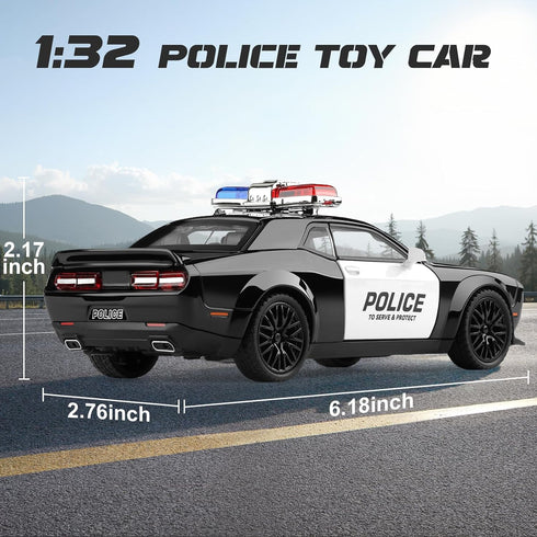 3-12 1:32 3+ (Police-1:32 SASBSC Police Car Toy for Boys Age Diecast Metal Model Cars for Kids with Light and Sound