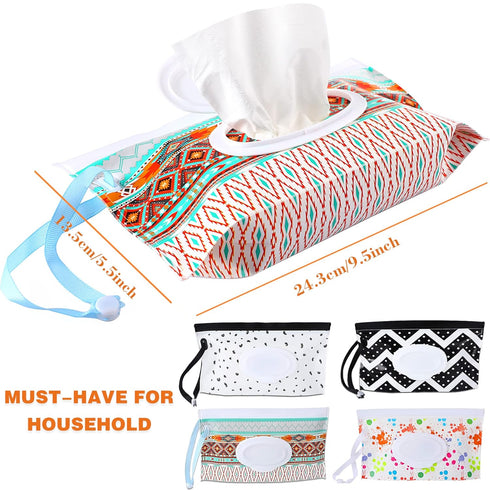 FEBSNOW 4 Pack Baby Refillable Wet Wipe Dispenser, Reusable Portable Travel Wipes Holders