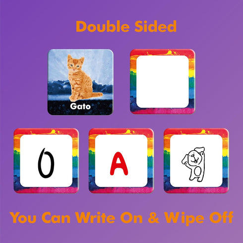 Hebayy 36 Pairs Animal Matching Game - 72PCS Spanish Flashcards, Educational Learning Toys for Preschool 4-6 Years