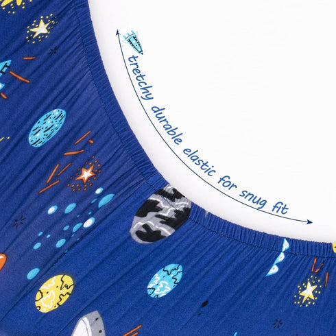 42 42 Cloele Round Stretchy Crib Sheet - Microfiber Space Fitted Sheet for X Mattresses Ultra Soft Round Fitted Sheet