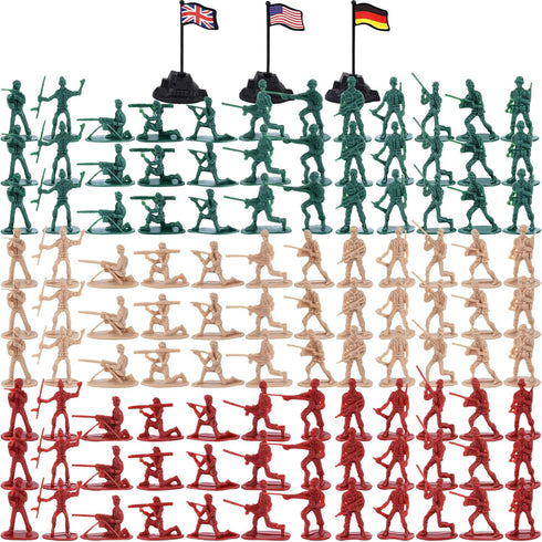 300PCS Army Men Toy Soldiers, 3 Colors Plastic Army Men Action Figures Playset for Boys Birthday Gift