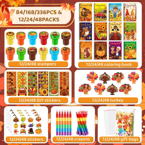 Set Craft12Set BenLouis Fall Party Favors for Kids Thanksgiving Day Classroom Gifts Prize Coloring Books Bulk